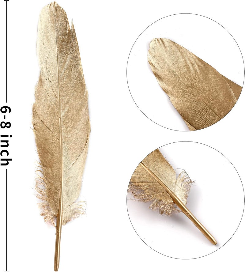 Larryhot Gold Goose Feathers for Crafts - 6-8 inch 60 pcs Natural Feathers for Wedding Party Decorations,DIY Crafts and Clothing Accessories (Gold) - Image 5